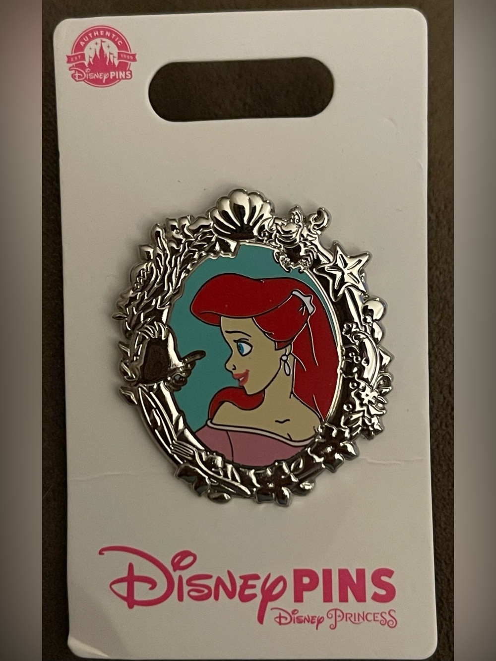 New Disney Trading Pin Ariel - Cameo - Side Profile - Silver Frame - Portrait